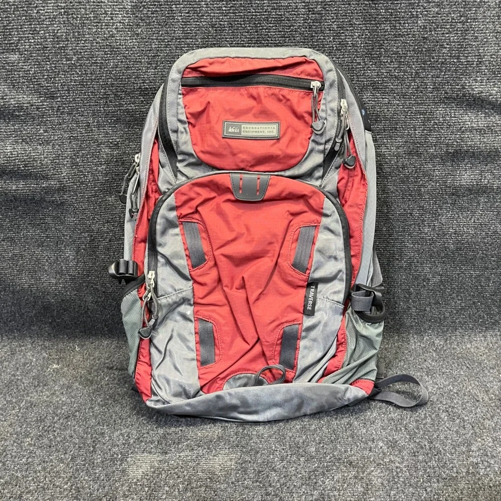 REI 747525 35L Red/Gray Traverse Hiking Backpack Daypack Ripstop Travel Bag